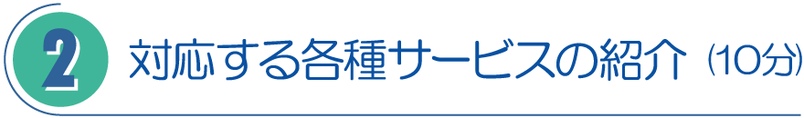 ２．対応する各種サービスの紹介（10分）