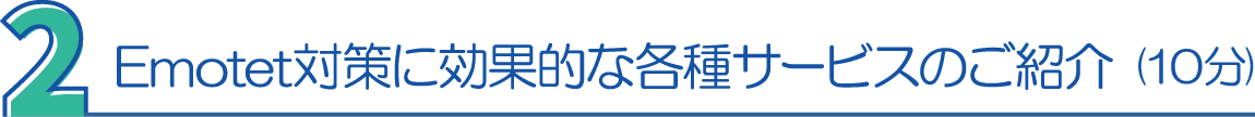 ２． Emotet対策に効果的な各種サービスのご紹介（10分）