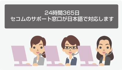 ２４時間365日セコムのサポート窓口が対応します