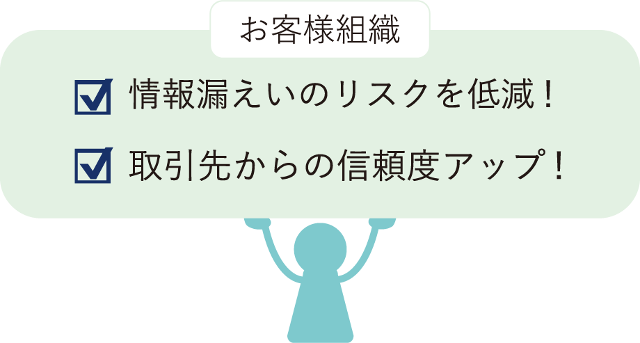 情報漏えいのリスクを低減! 取引先からの信頼度アップ!