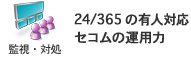 監視・対処：24/365の有人対応セコムの運用力