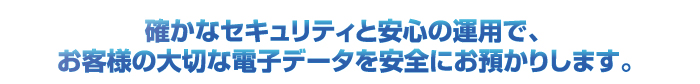 確かなセキュリティと安心の運用で、お客様の大切な電子データを安全にお預かりします。