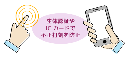 生体認証やICカードで不正打刻を防止