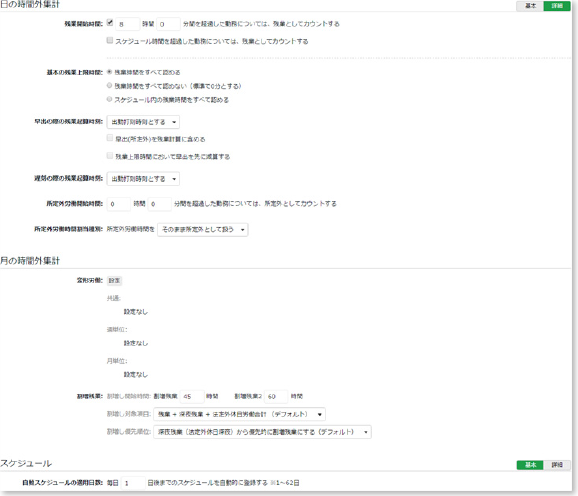 残業時間管理画面イメージ