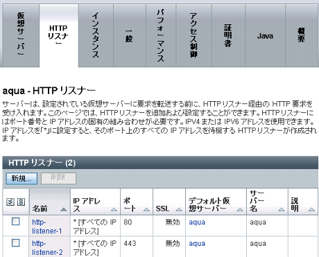 ［HTTPリスナー］タブの実行