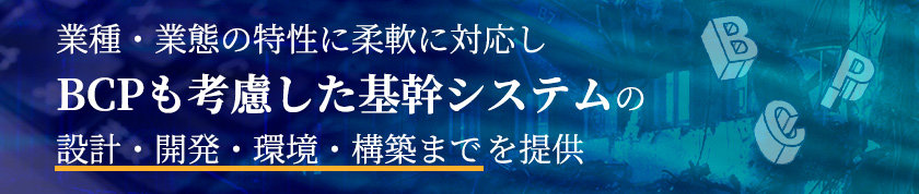 業種・業態の特性に柔軟に対応し効率的で、BCPも考慮した基幹システムの設計・開発・環境構築までを提供