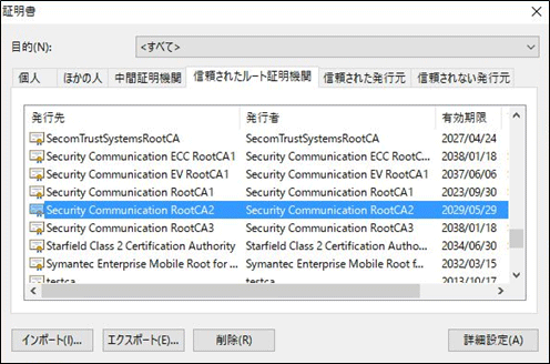 信頼されたルート証明機関